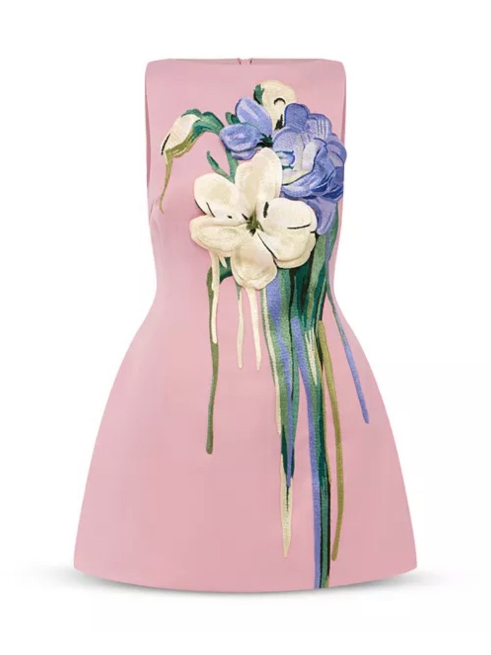 Leo Lin 
Pink Mini Dress with Floral Appliqué